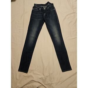 ROCK & REPUBLIC Berlin Bootcut Jeans Size 2 Medium Wash Distressed Hemmed Flaw